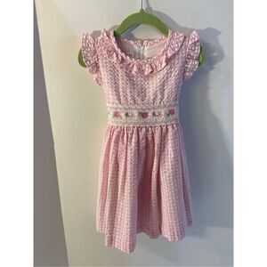 Bonnie‎ jean 2t pink gingham smocked dress rn#17175